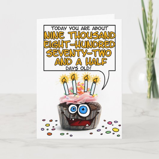 ハッピーバースデーのカップケーキ- 27歳 カード (正面)