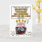 ハッピーバースデーのカップケーキ- 48歳 カード (黄色い花)