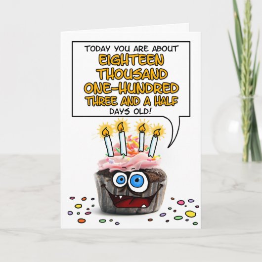 ハッピーバースデーのカップケーキ- 49歳 カード (正面)