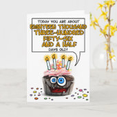 ハッピーバースデーのカップケーキ- 50歳 カード (黄色い花)