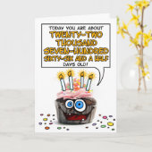 ハッピーバースデーのカップケーキ- 62歳 カード (黄色い花)