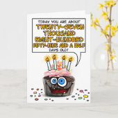 ハッピーバースデーのカップケーキ- 76歳 カード (黄色い花)