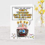 ハッピーバースデーのカップケーキ- 84歳 カード (黄色い花)