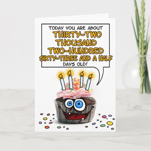 ハッピーバースデーのカップケーキ- 88歳 カード (正面)