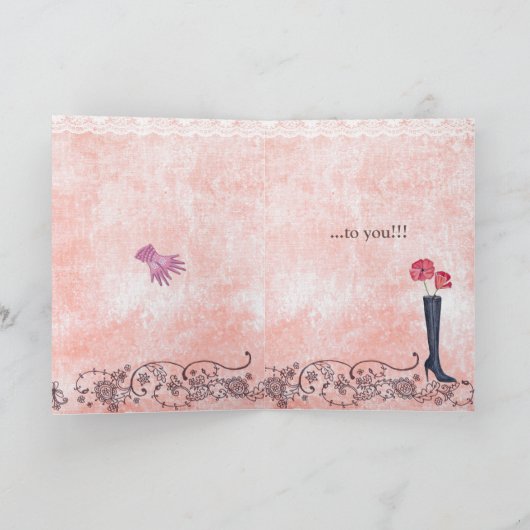 ハッピーバースデーのガーリーな物|の挨拶状 カード (内部)