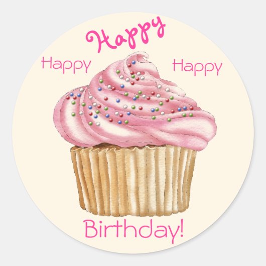ハッピーバースデーのギフトのシール ラウンドシール (正面)