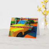 ハッピーバースデーのクラシックな自動バースデー・カード カード (黄色い花)