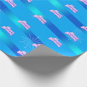 ハッピーバースデーのグラデーションストライプを青に設定 ラッピングペーパー (角)