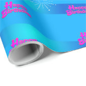 ハッピーバースデーのグラデーションストライプを青に設定 ラッピングペーパー (ロールコーナー)