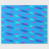 ハッピーバースデーのグラデーションストライプを青に設定 ラッピングペーパー (フラット)