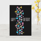 ハッピーバースデーのグリッターのハート1 カード (黄色い花)