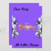 ハッピーバースデーのグリーティングカード 招待状 (正面/裏面)