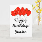 ハッピーバースデーのグリーティングカード(赤いバルーン付き) カード (黄色い花)