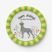 ハッピーバースデーのグレートデーン犬のパーティー ペーパープレート (正面)