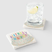 ハッピーバースデーのケーキのコースター ストーンコースター (横)