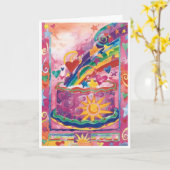 ハッピーバースデーのケーキカード カード (黄色い花)