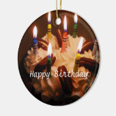 ハッピーバースデーのケーキ セラミックオーナメント (左)