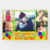 ハッピーバースデーのコラージュのバナー 横断幕 (横)