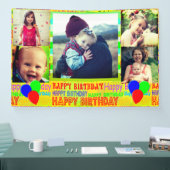 ハッピーバースデーのコラージュのバナー 横断幕 (トレードショー)