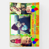 ハッピーバースデーのコラージュのバナー 横断幕 (縦)