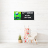 ハッピーバースデーのゴルフ・ボールの人の旗 横断幕 (インサイチュ)