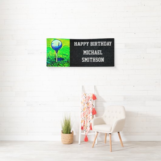 ハッピーバースデーのゴルフ・ボールの人の旗 横断幕 (インサイチュ)