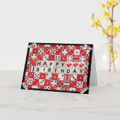 ハッピーバースデーのサイコロカード カード (黄色い花)