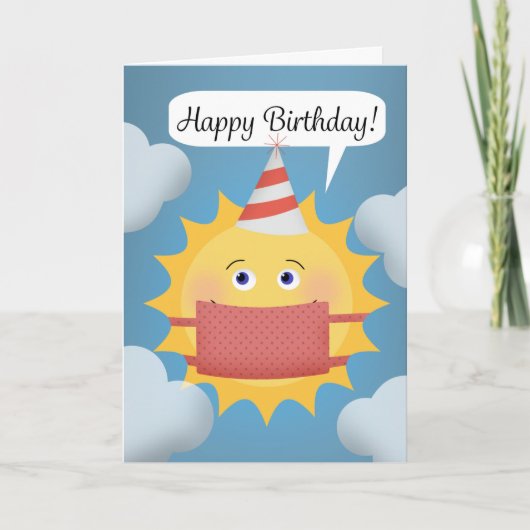 ハッピーバースデーのサンシャインをコロナウイルスマスクに シーズンカード (正面)