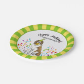 ハッピーバースデーのサンベルナール峠犬のパーティー ペーパープレート (アングル)