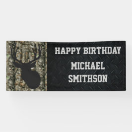 ハッピーバースデーのシカの迷彩柄の狩りの人の旗 横断幕
