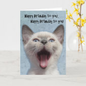 ハッピーバースデーのシャムの子ネコカード カード (黄色い花)