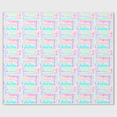 ハッピーバースデーのジュリーのカラフルな名前をカスタムするの紙 ラッピングペーパー (フラット)