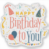 ハッピーバースデーのステッカー シール (正面)