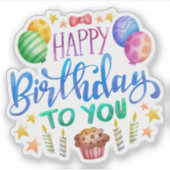 ハッピーバースデーのステッカー シール (正面)