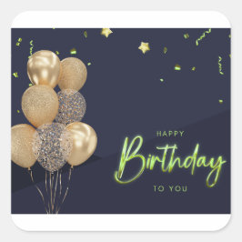 ハッピーバースデーのステッカー スクエアシール