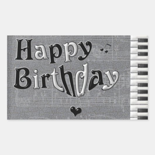 ハッピーバースデーのステッカー 長方形シール (正面)