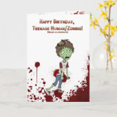 ハッピーバースデーのゾンビの10代の若者 カード (黄色い花)