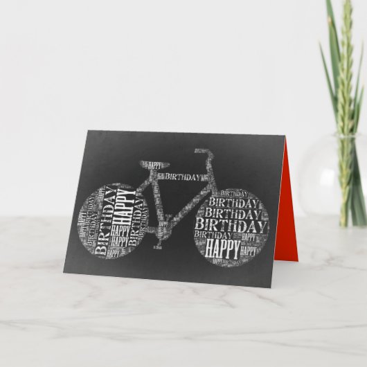 ハッピーバースデーのタイポグラフィの自転車カード(ブランク) カード (正面)