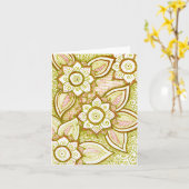 ハッピーバースデーのダマスク織の中インドの曼荼羅のブランク カード (黄色い花)