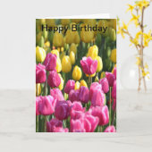 ハッピーバースデーのチューリップカード カード (黄色い花)