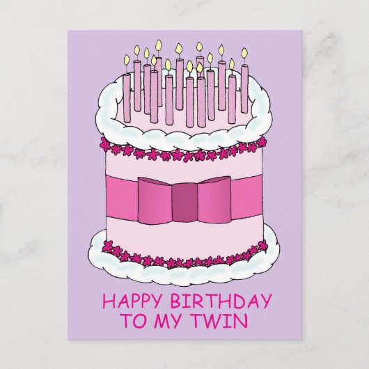 ハッピーバースデーのツインケーキとキャンドル ポストカード (正面)