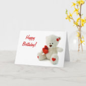 ハッピーバースデーのテディー・ベアの挨拶状 カード (黄色い花)