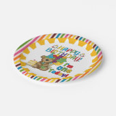 ハッピーバースデーのテディー・ベアの第1誕生日の紙皿 ペーパープレート (アングル)