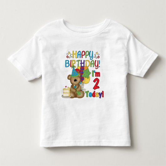ハッピーバースデーのテディー・ベアの第2誕生日 トドラーTシャツ (正面)