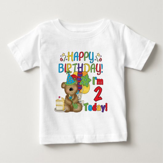 ハッピーバースデーのテディー・ベアの第2誕生日 ベビーTシャツ (正面)