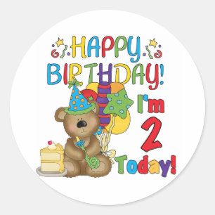 ハッピーバースデーのテディー・ベアの第2誕生日 ラウンドシール