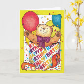 ハッピーバースデーのテディー・ベア カード (黄色い花)