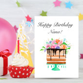 ハッピーバースデーのナナの水彩画のケーキの誕生日 カード