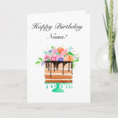 ハッピーバースデーのナナの水彩画のケーキの誕生日 カード (正面)