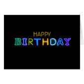 ハッピーバースデーのネオンサインの折られた挨拶状 (正面横)